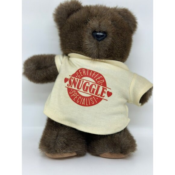 VTG Hallmark Certified Snuggle Specialist Plush Brown Teddy Bear By Heartline - Picture 2 of 6